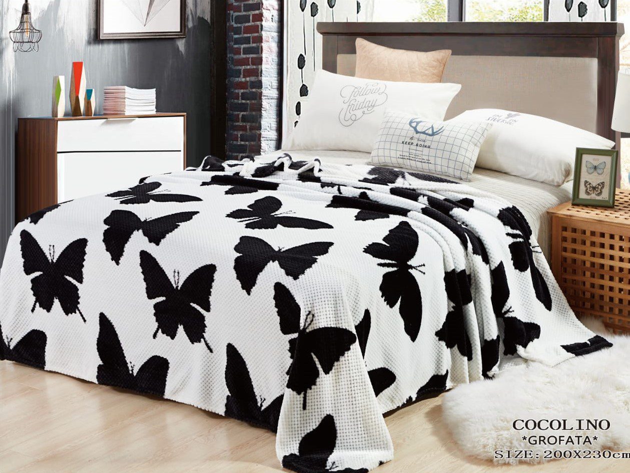 Pătura pufoasă COCOLINO Grofata Fluturi, 2 persoane PG11 1
