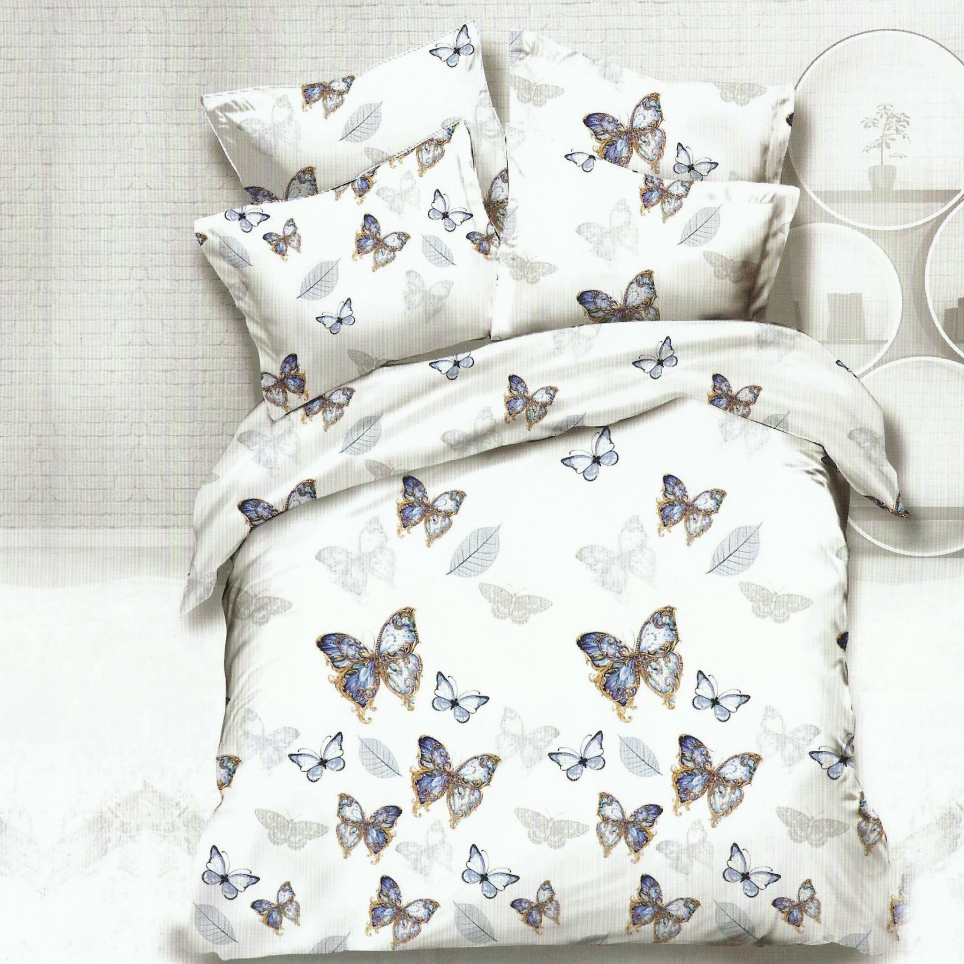 Lenjerie de pat Dublu Bumbac Satinat Fluturasi TI1 2 Lenjerie de pat Dublu Bumbac Satinat Fluturasi TI1 2
