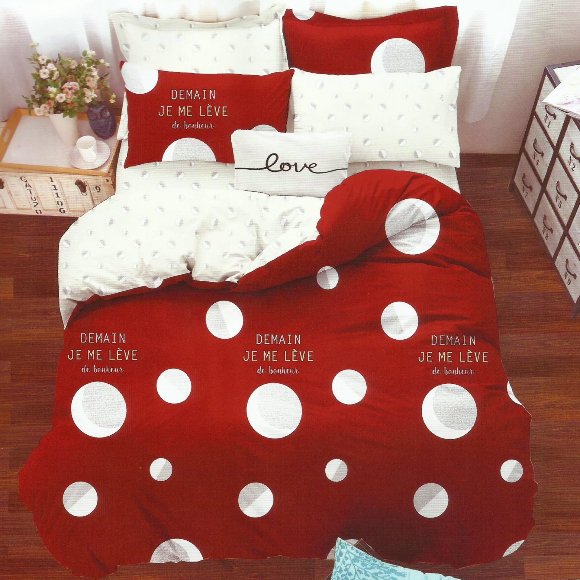 Lenjerie de pat Dublu Bumbac Satinat Buline TI10 2