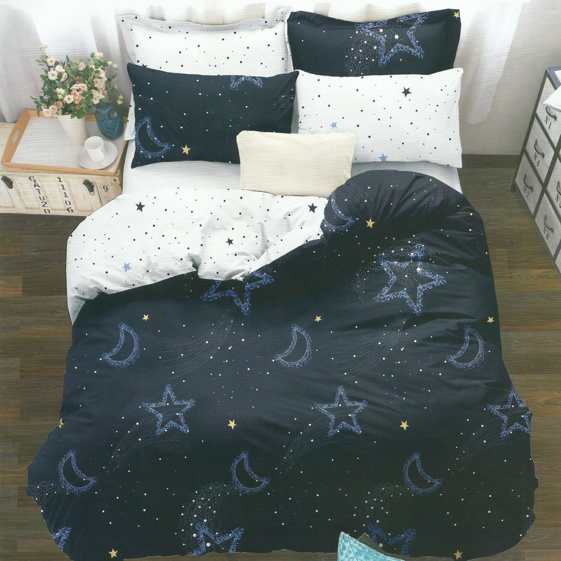 Lenjerie de pat Dublu Bumbac Satinat Stelute TI4 2