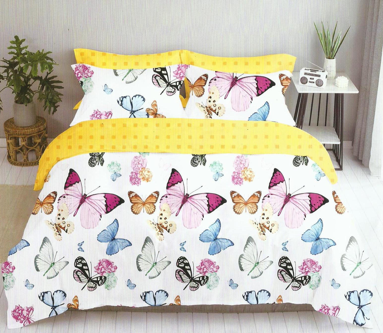 Lenjerie de pat Dublu Bumbac Satinat Fluturasi TI36 1