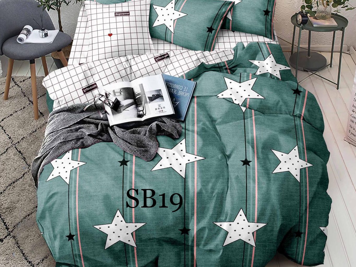 Lenjerie de pat o persoana 4 piese Finet cod-SB19 2