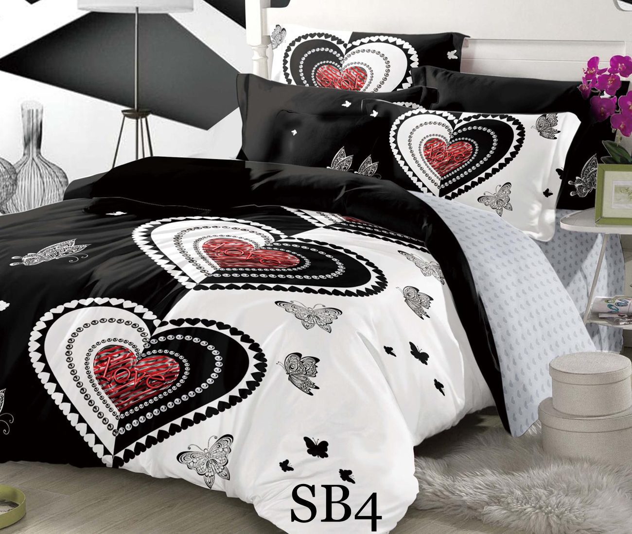 Lenjerie de pat o persoana 4 piese Finet cod-SB4 2