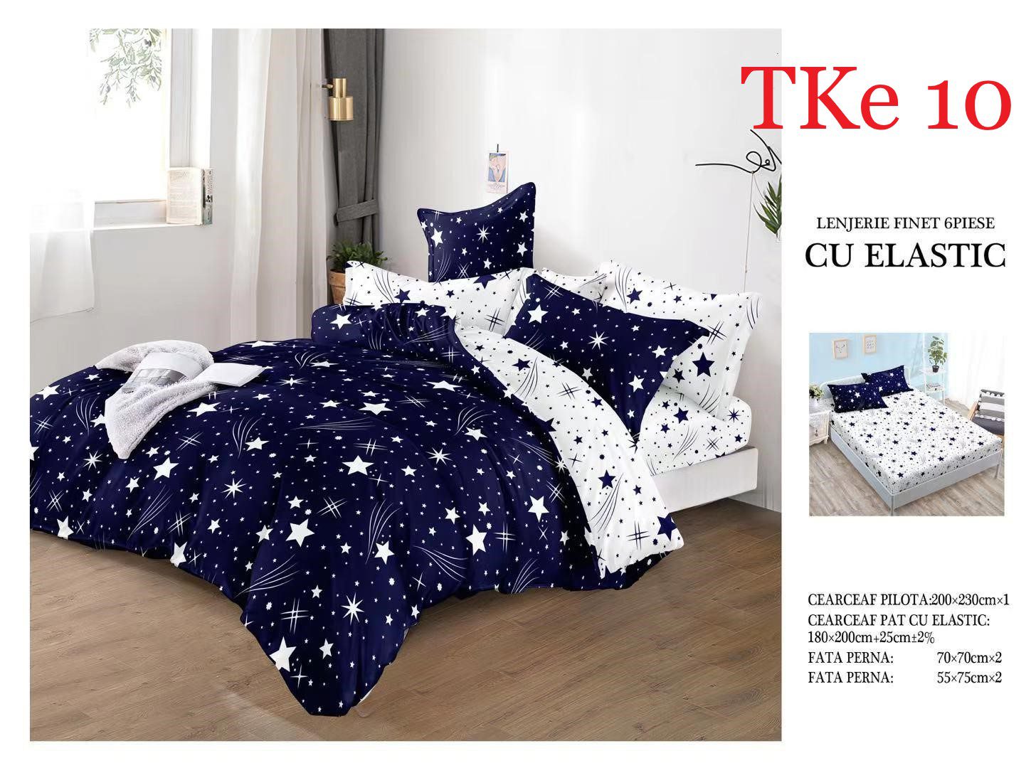 Lenjerie de pat Finet 6 piese cu ELASTIC cod-TKe10 2