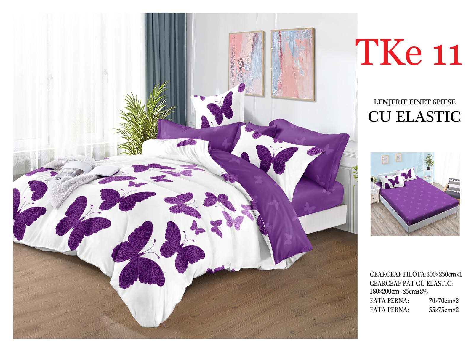 Lenjerie de pat Finet 6 piese cu ELASTIC cod-TKe11 2