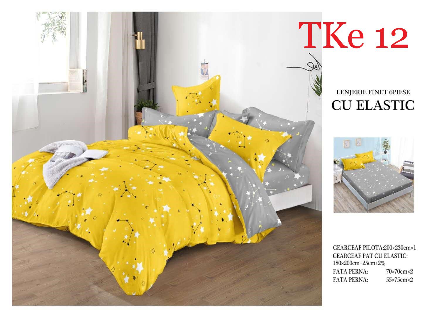Lenjerie de pat Finet 6 piese cu ELASTIC cod-TKe12 1