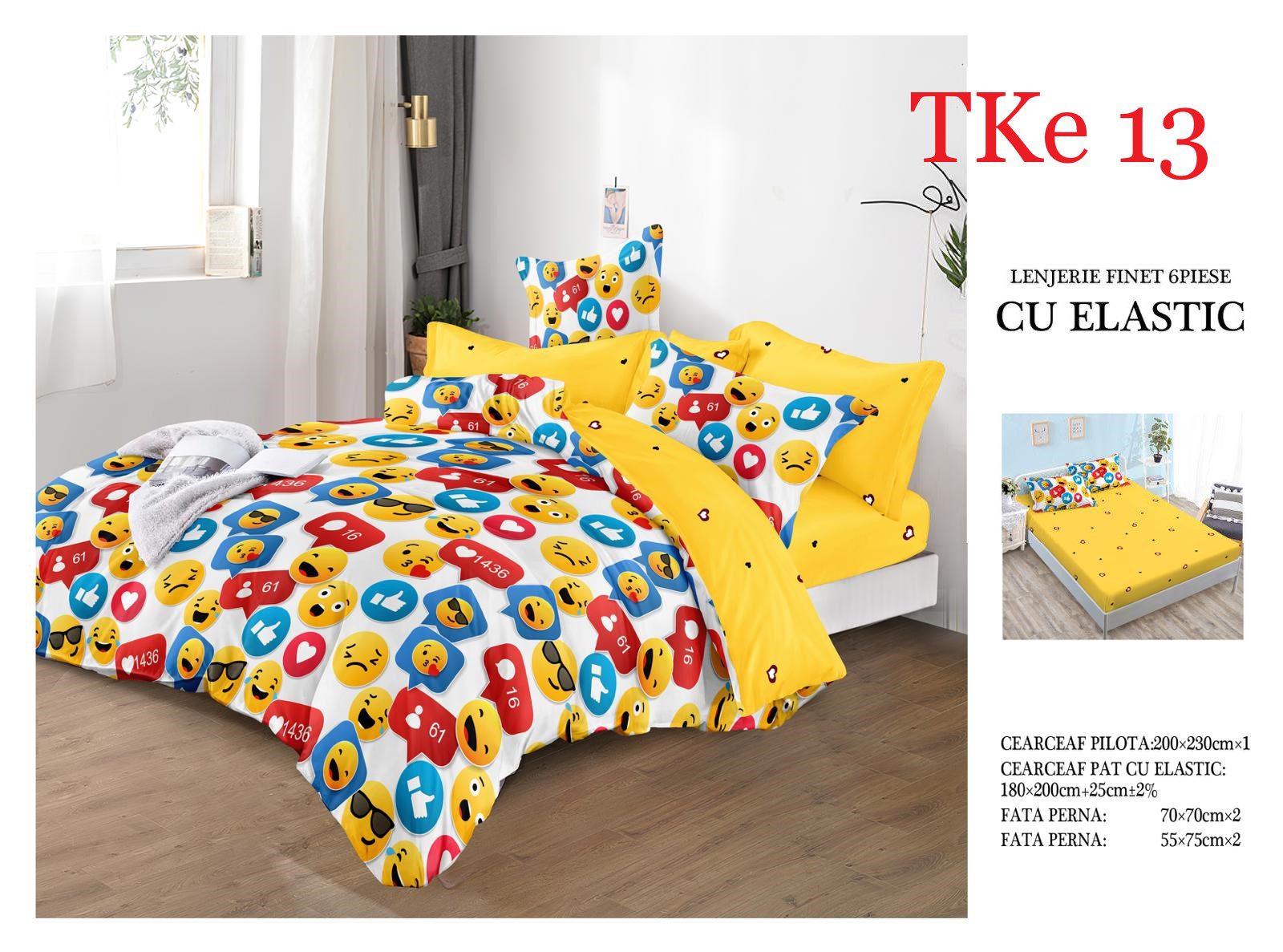 Lenjerie de pat Finet 6 piese cu ELASTIC cod-TKe13 1