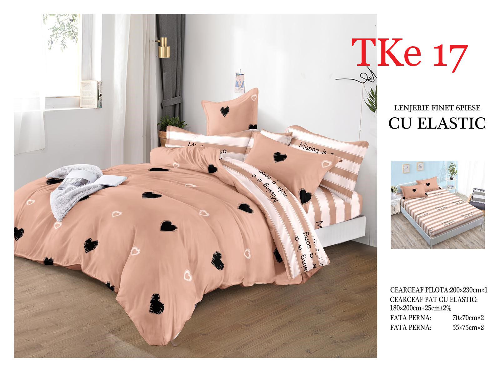 Lenjerie de pat Finet 6 piese cu ELASTIC cod-TKe17 1