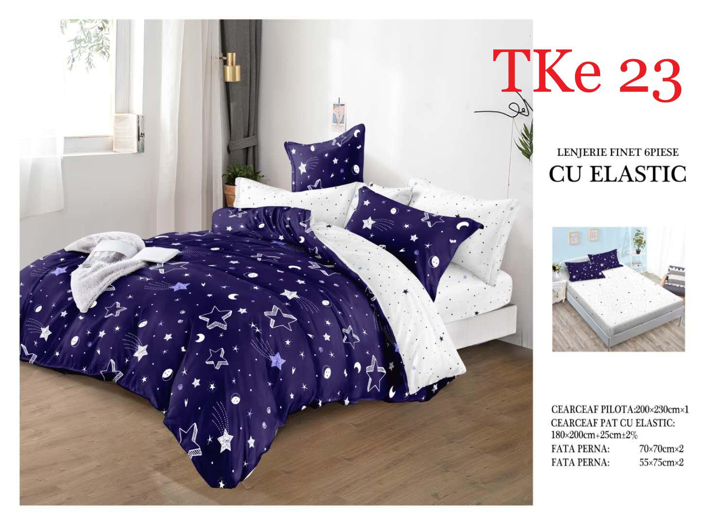 Lenjerie de pat Finet 6 piese cu ELASTIC cod-TKe23 1