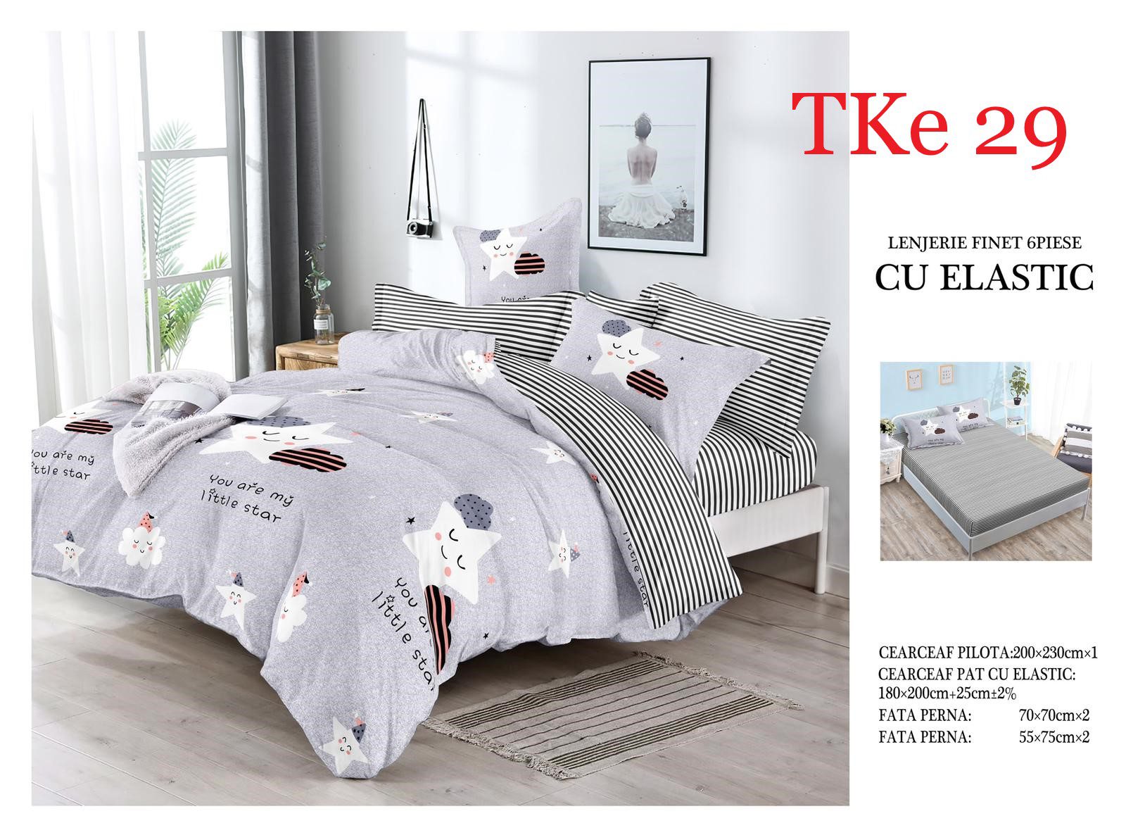 Lenjerie de pat Finet 6 piese cu ELASTIC cod-TKe29 2