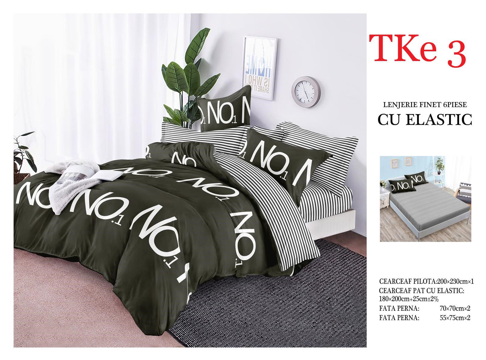 Lenjerie de pat Finet 6 piese cu ELASTIC cod-TKe3 2