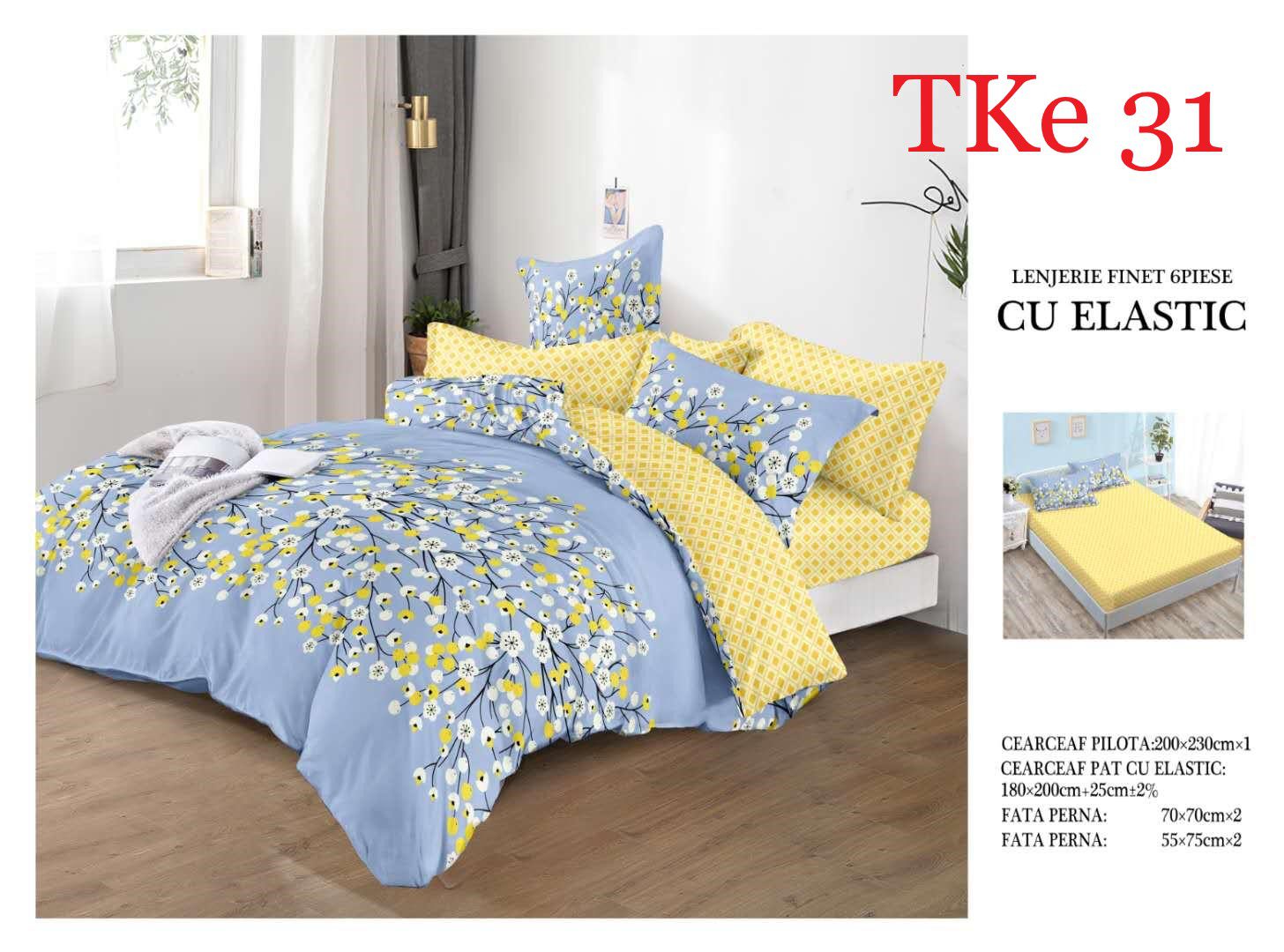 Lenjerie de pat Finet 6 piese cu ELASTIC cod-TKe31 1