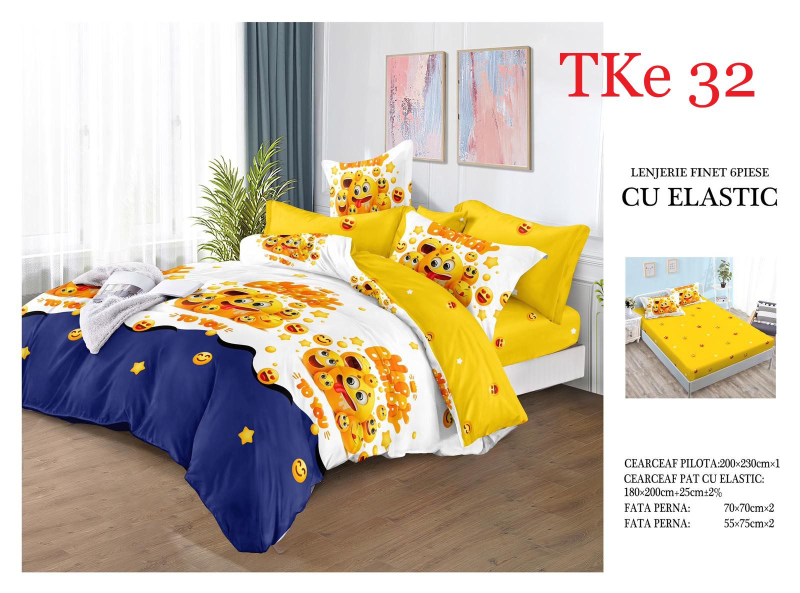 Lenjerie de pat Finet 6 piese cu ELASTIC cod-TKe32 1