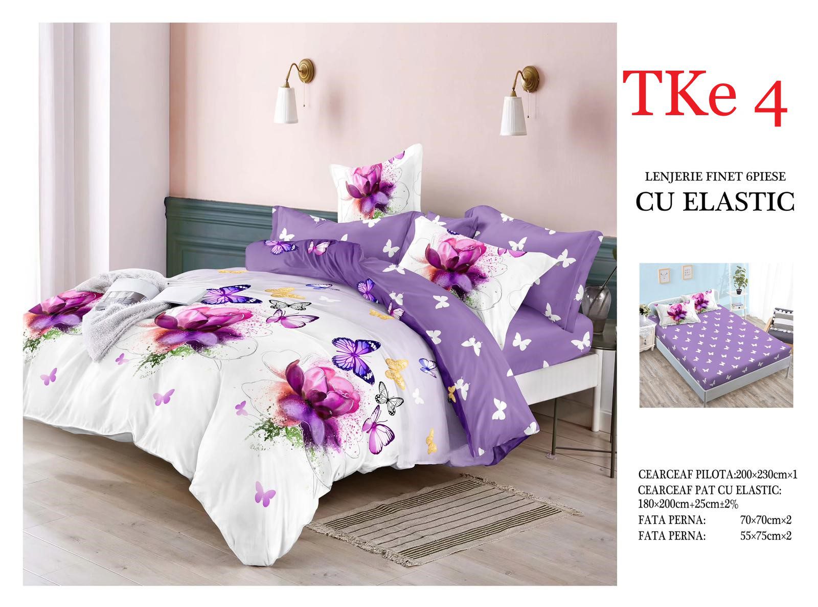 Lenjerie de pat Finet 6 piese cu ELASTIC cod-TKe4 2