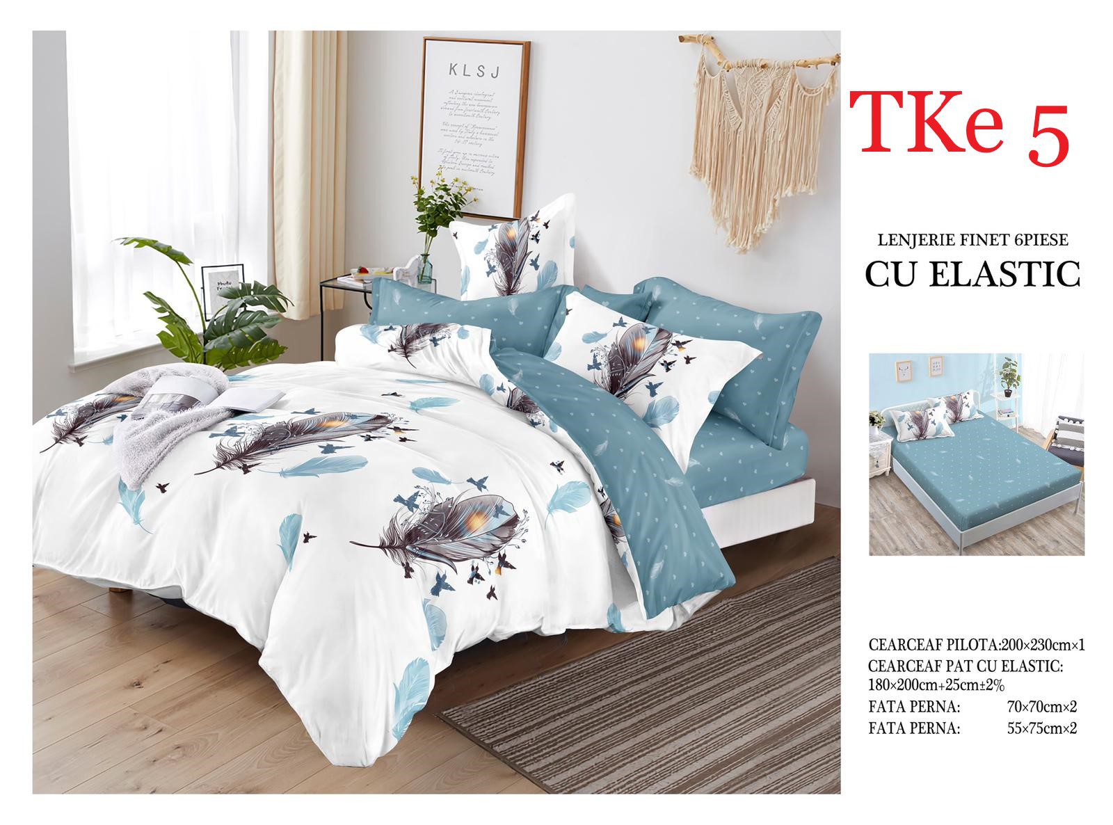 Lenjerie de pat Finet 6 piese cu ELASTIC cod-TKe5 2