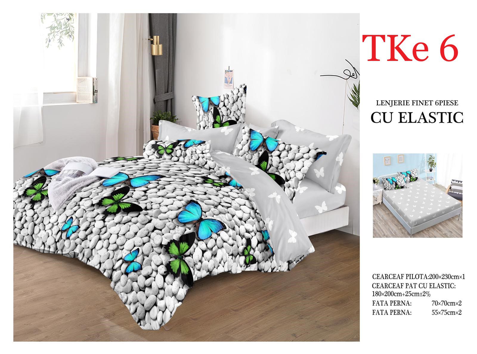 Lenjerie de pat Finet 6 piese cu ELASTIC cod-TKe6 1