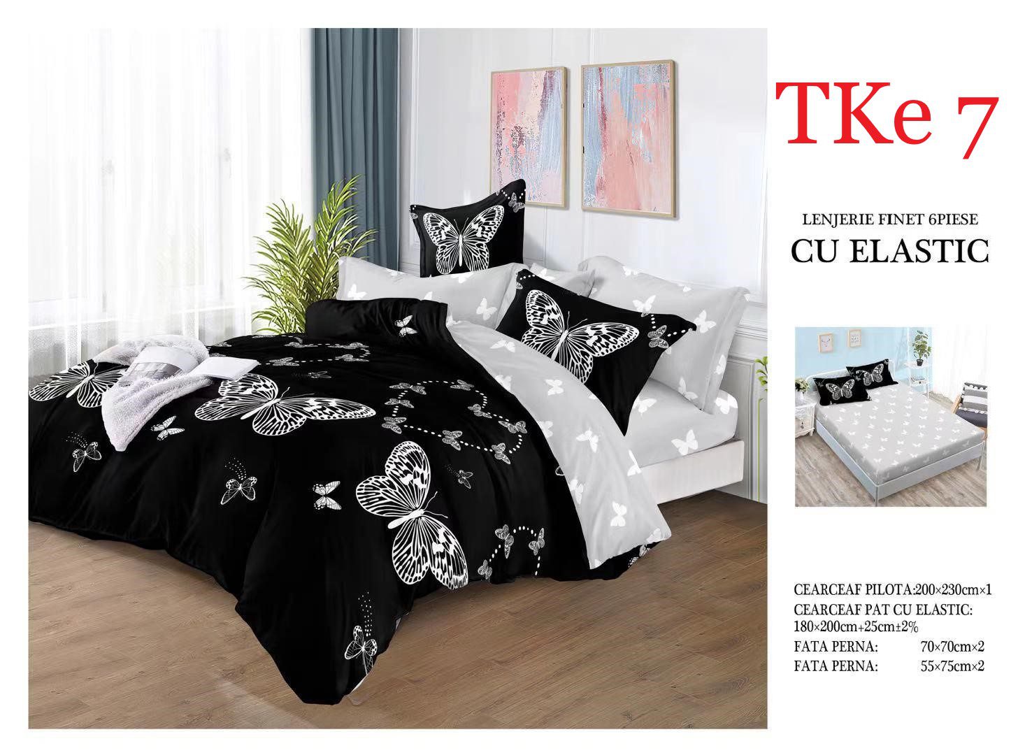 Lenjerie de pat Finet 6 piese cu ELASTIC cod-TKe7 1