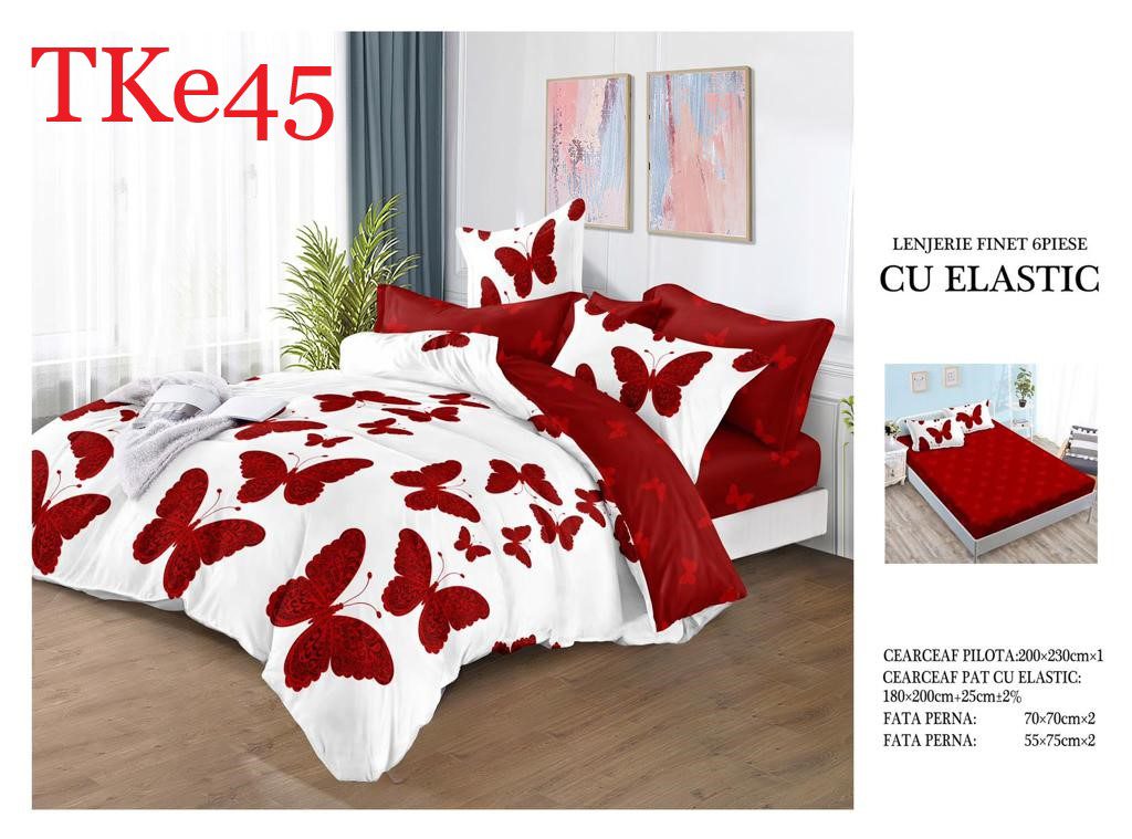 Lenjerie de pat Finet 6 piese cu ELASTIC cod-TKe45 1