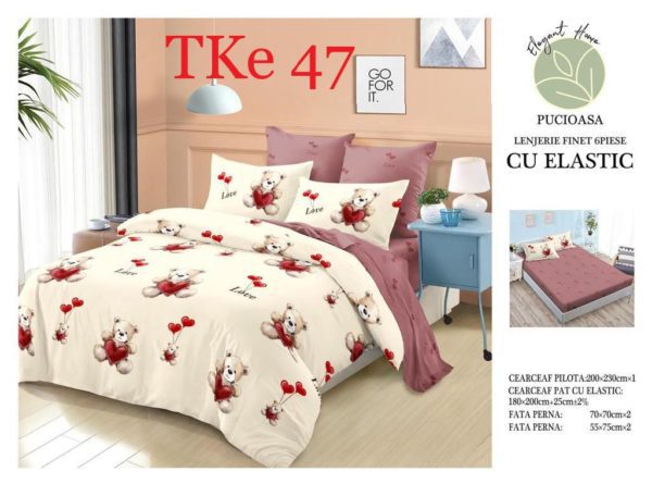 Lenjerie de pat Finet 6 piese cu ELASTIC cod-TKe47