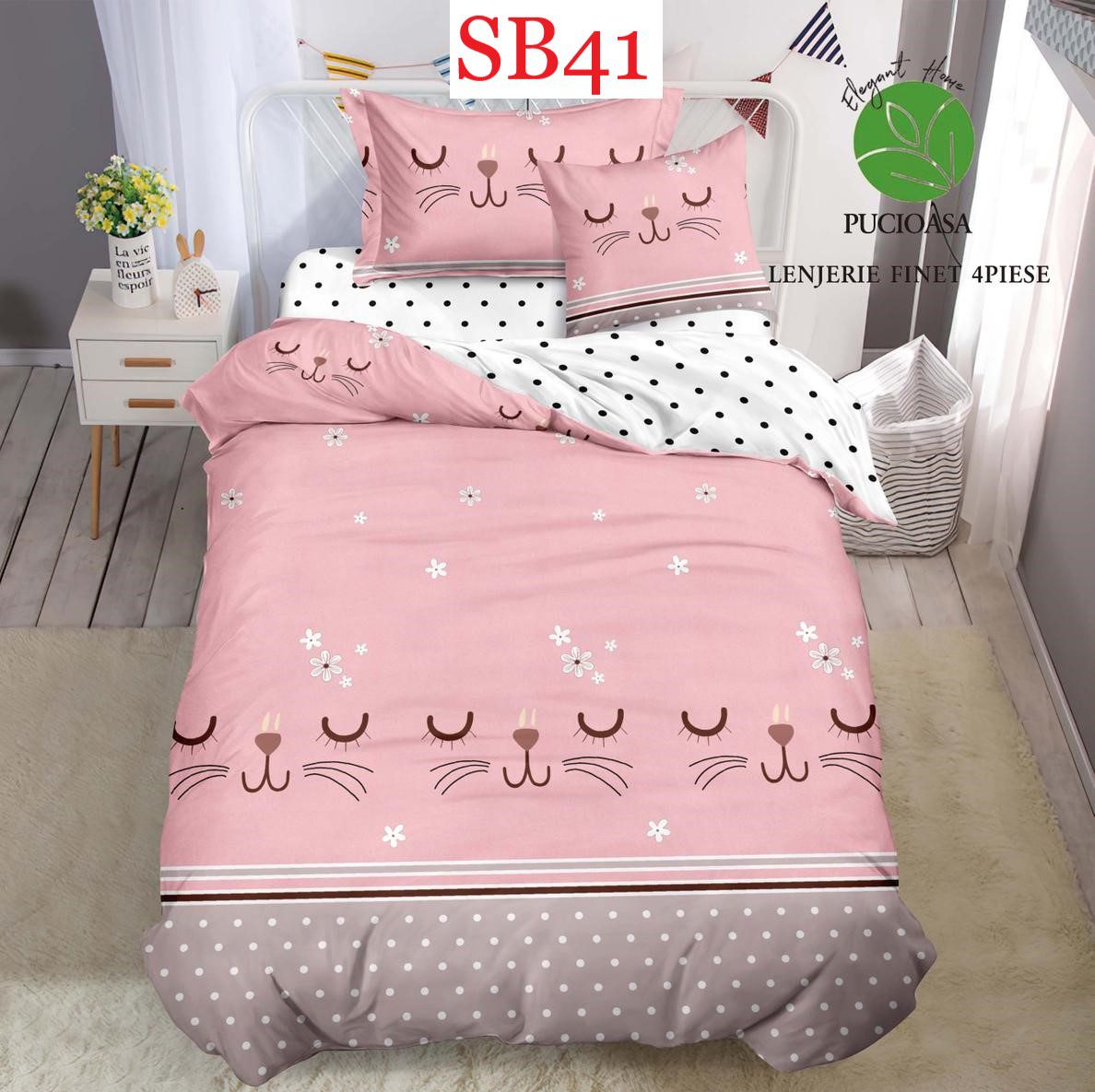 Lenjerie de pat o persoana 4 piese Finet cod-SB41 1