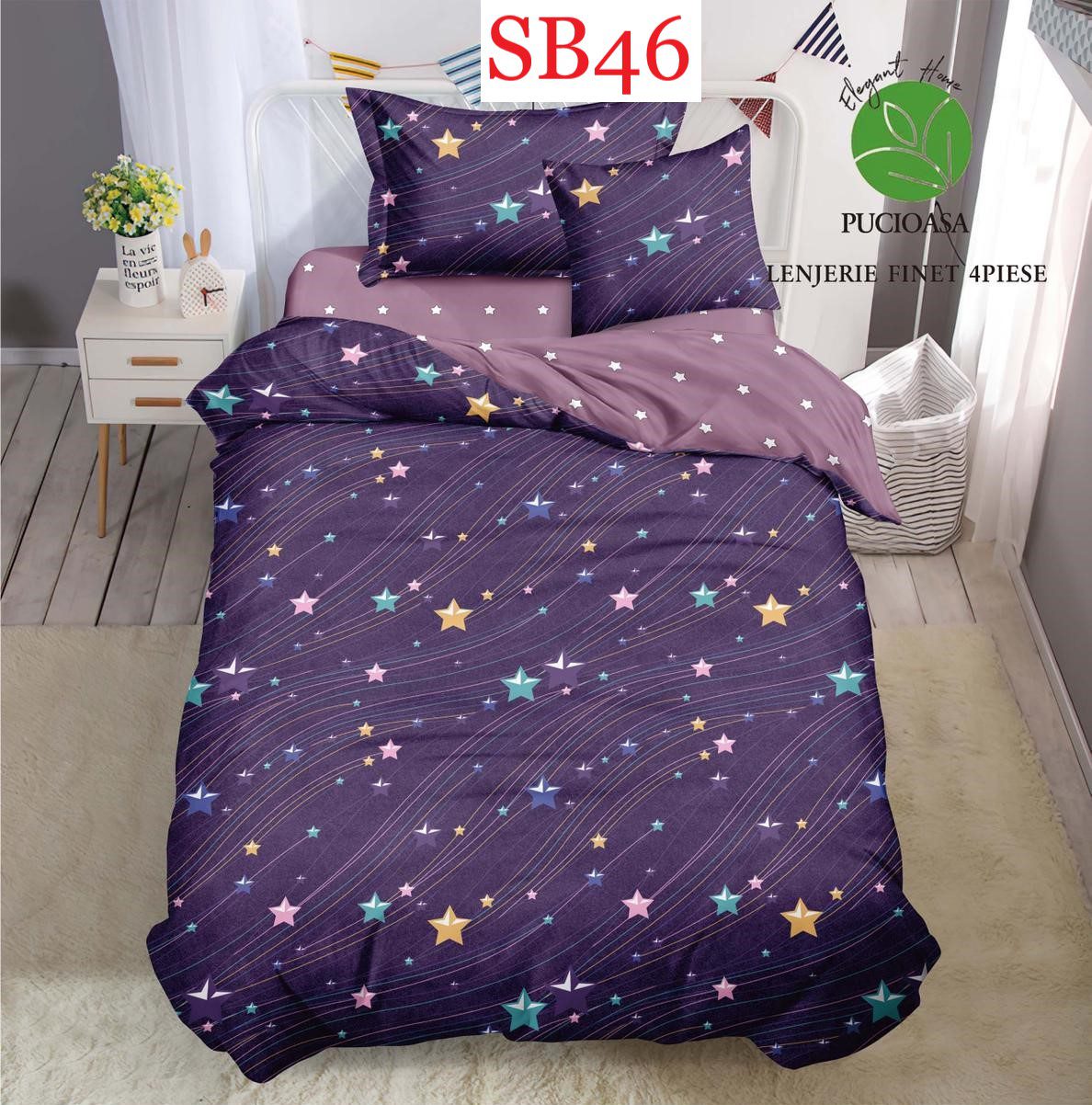 Lenjerie de pat o persoana 4 piese Finet cod-SB46 1