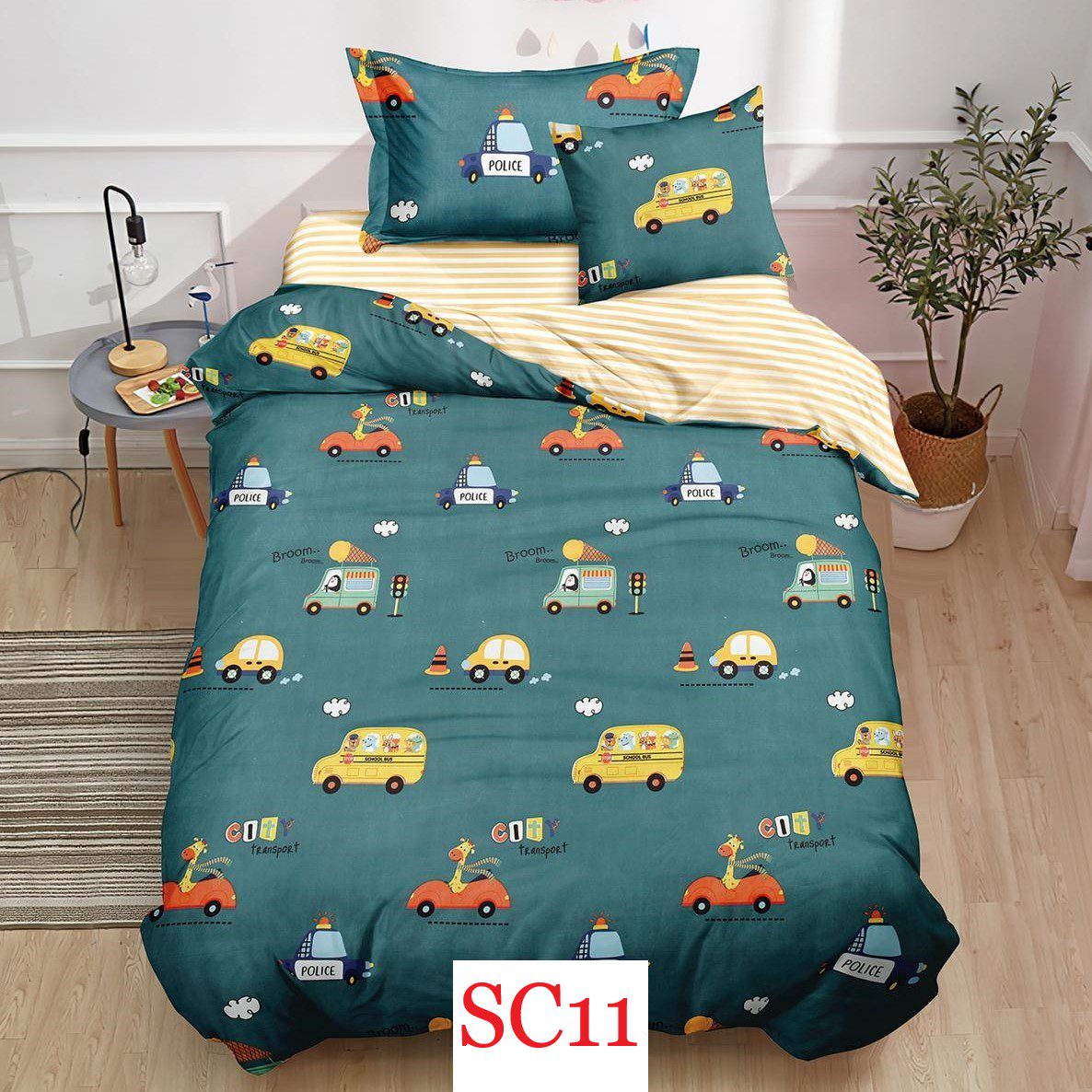 Lenjerie de pat, cearsaf cu elastic, o persoana 4 piese Finet cod-SC11 2