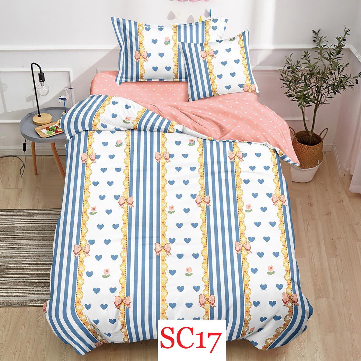 Lenjerie de pat, cearsaf cu elastic, o persoana 4 piese Finet cod-SC17 2