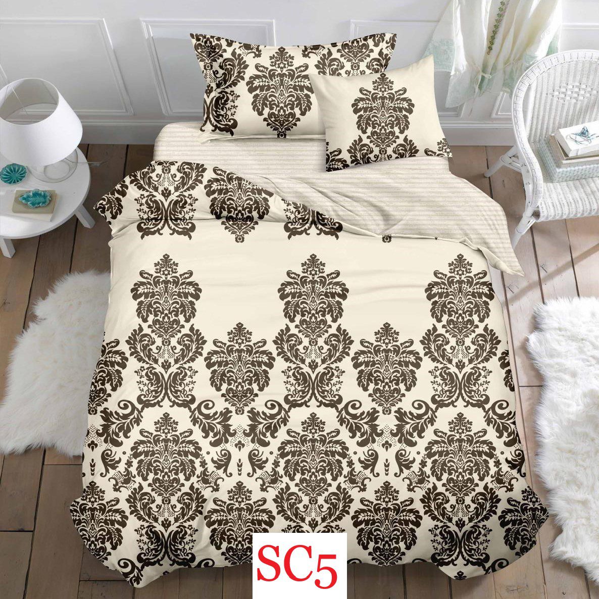 Lenjerie de pat, cearsaf cu elastic, o persoana 4 piese Finet cod-SC5 2