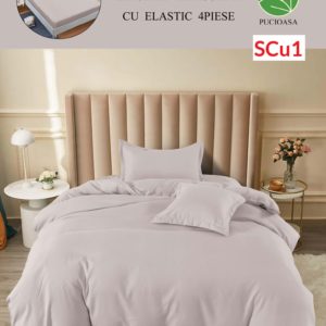 Lenjerie de pat cu elastic, o persoana, 4 piese, Finet, UNI cod-SCu1
