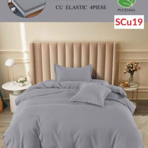 Lenjerie de pat cu elastic, o persoana, 4 piese, Finet, UNI cod-SCu19