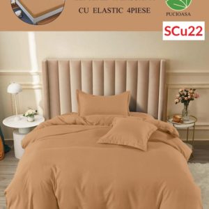 Lenjerie de pat cu elastic, o persoana, 4 piese, Finet, UNI cod-SCu22
