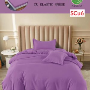 Lenjerie de pat cu elastic, o persoana, 4 piese, Finet, UNI cod-SCu6