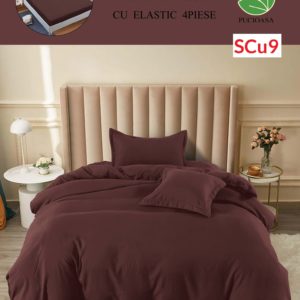 Lenjerie de pat cu elastic, o persoana, 4 piese, Finet, UNI cod-SCu9