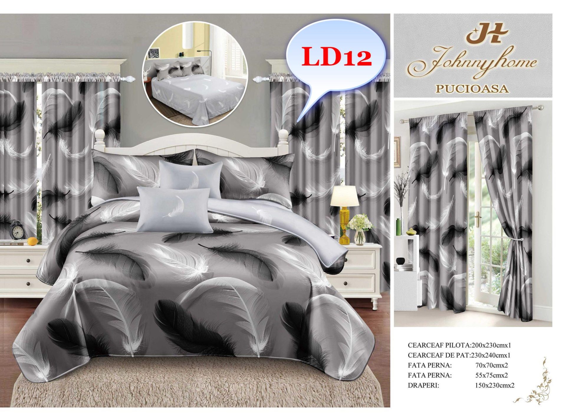 Lenjerie de Pat Finet cu Draperii – Alegerea Ideală pentru Dormitorul Perfect Descoperă setul complet de lenjerie de pat finet cu draperii, creat pentru a oferi un plus de confort și rafinament dormitorului tău. Acest set premium include tot ce ai nevoie pentru un pat elegant și un decor armonios, începând de la lenjeria fină de pat până la draperiile asortate.