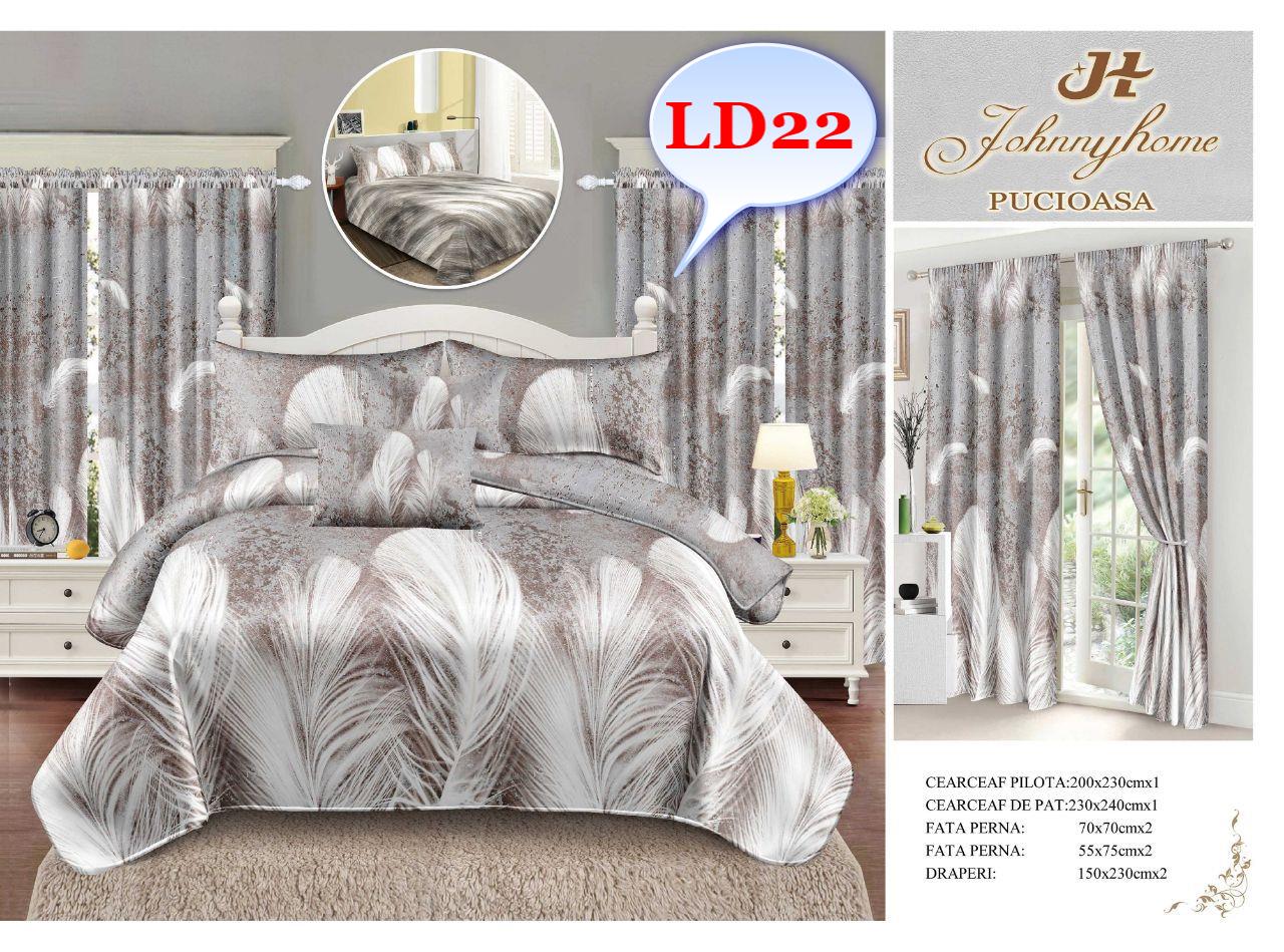 Lenjerie de Pat Finet cu Draperii – Alegerea Ideală pentru Dormitorul Perfect Descoperă setul complet de lenjerie de pat finet cu draperii, creat pentru a oferi un plus de confort și rafinament dormitorului tău. Acest set premium include tot ce ai nevoie pentru un pat elegant și un decor armonios, începând de la lenjeria fină de pat până la draperiile asortate.