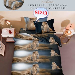 Lenjerie de Pat 4 Piese Bumbac Satinat pentru O Persoană cod-SD13